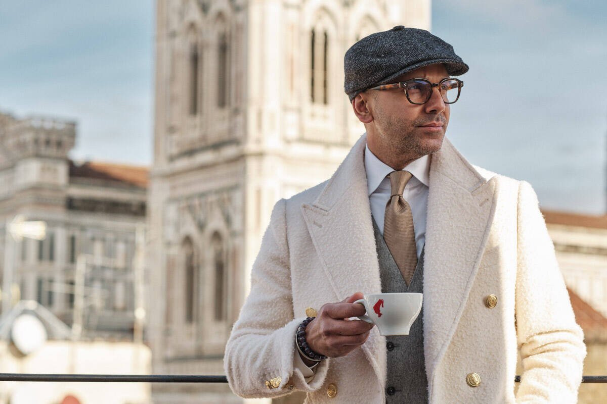 Jason Sarai photographer in the streets of Florence attending the 103 Pitti Immagine Uomo