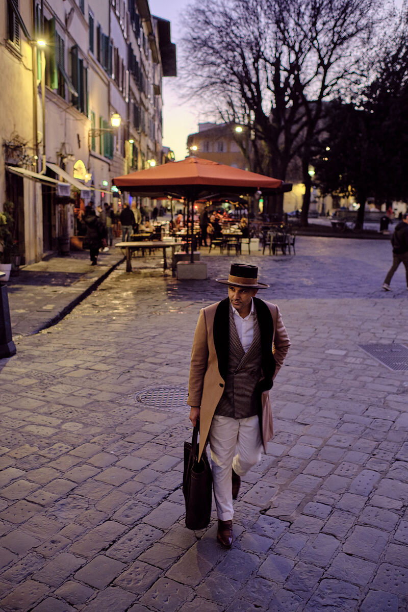 Street Fashion Session in the Streets of Florence with Jason Sarai from Style by Sarai, Florence, January 2023